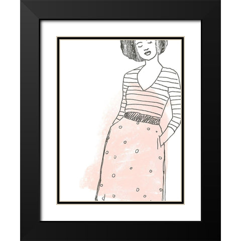 Fashion Sketches II Black Modern Wood Framed Art Print with Double Matting by Vess, June Erica