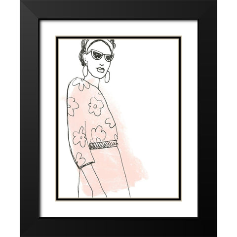 Fashion Sketches III Black Modern Wood Framed Art Print with Double Matting by Vess, June Erica