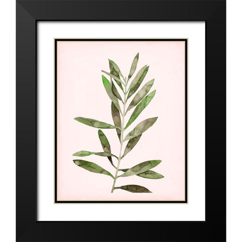 Soft Pink Leaves I Black Modern Wood Framed Art Print with Double Matting by Popp, Grace