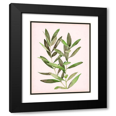 Soft Pink Leaves II Black Modern Wood Framed Art Print with Double Matting by Popp, Grace