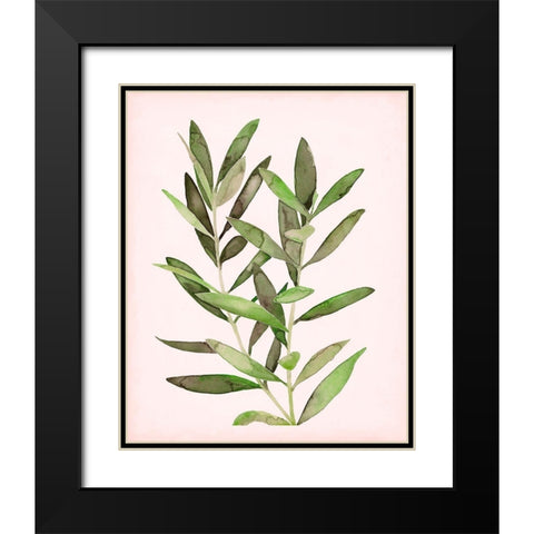 Soft Pink Leaves II Black Modern Wood Framed Art Print with Double Matting by Popp, Grace