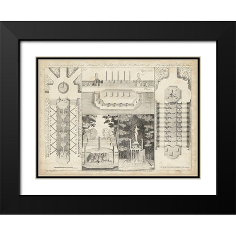 Antique Garden Design I Black Modern Wood Framed Art Print with Double Matting by d Argenville, DeZallier