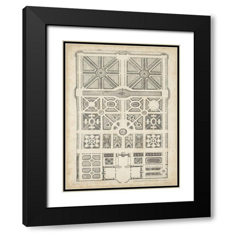 Antique Garden Design IV Black Modern Wood Framed Art Print with Double Matting by d Argenville, DeZallier