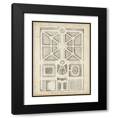 Antique Garden Design V Black Modern Wood Framed Art Print with Double Matting by d Argenville, DeZallier