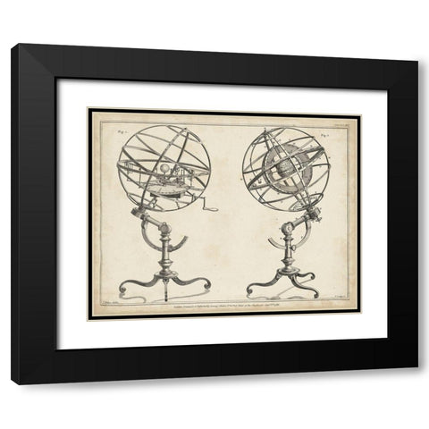 Antique Armillary Spheres Black Modern Wood Framed Art Print with Double Matting by Adams, George