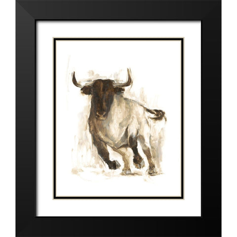 Rustic Bull II Black Modern Wood Framed Art Print with Double Matting by Harper, Ethan