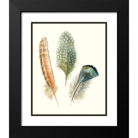 Watercolor Feathers I Black Modern Wood Framed Art Print with Double Matting by Meagher, Megan