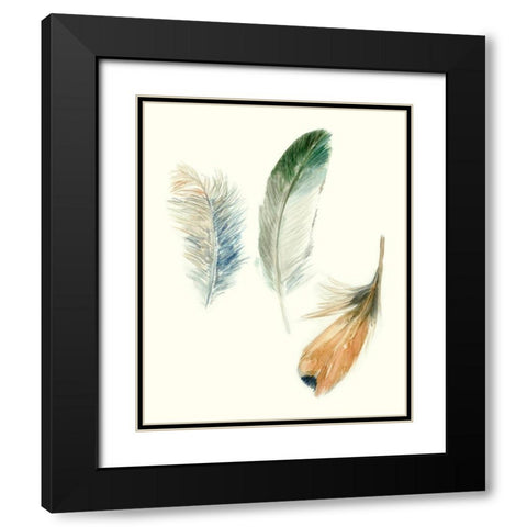 Watercolor Feathers II Black Modern Wood Framed Art Print with Double Matting by Meagher, Megan