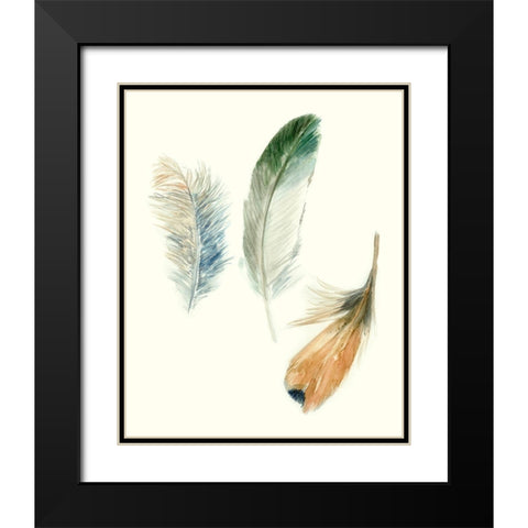 Watercolor Feathers II Black Modern Wood Framed Art Print with Double Matting by Meagher, Megan