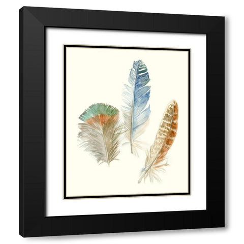 Watercolor Feathers III Black Modern Wood Framed Art Print with Double Matting by Meagher, Megan