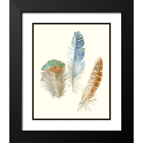 Watercolor Feathers III Black Modern Wood Framed Art Print with Double Matting by Meagher, Megan