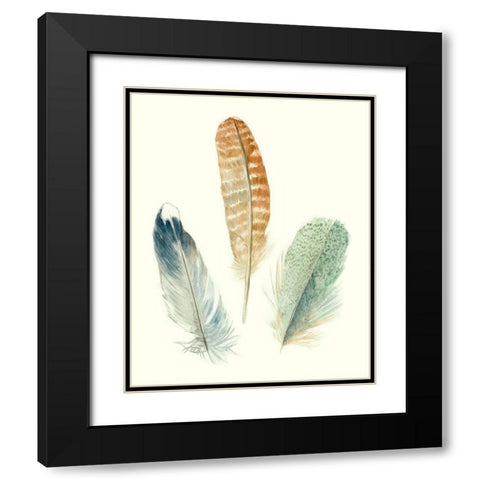 Watercolor Feathers IV Black Modern Wood Framed Art Print with Double Matting by Meagher, Megan