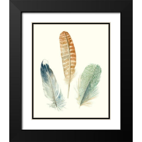 Watercolor Feathers IV Black Modern Wood Framed Art Print with Double Matting by Meagher, Megan