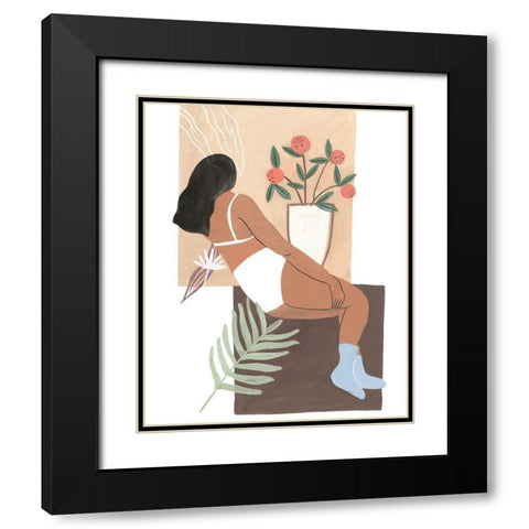 Lying Woman III Black Modern Wood Framed Art Print with Double Matting by Wang, Melissa