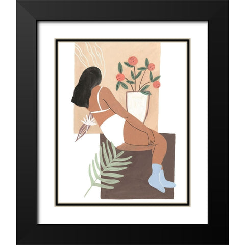 Lying Woman III Black Modern Wood Framed Art Print with Double Matting by Wang, Melissa