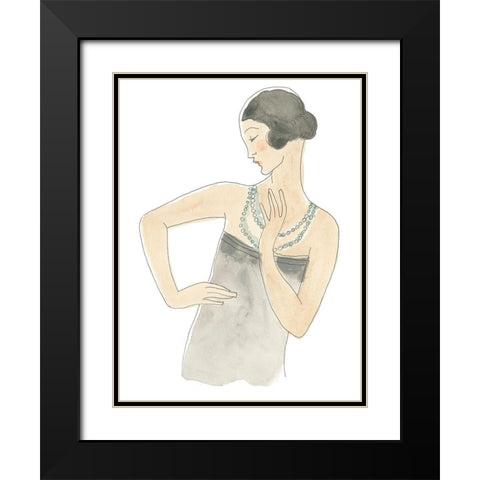 Flapper Fashion Sketches V Black Modern Wood Framed Art Print with Double Matting by Vess, June Erica