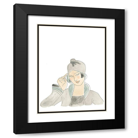 Flapper Fashion Sketches VI Black Modern Wood Framed Art Print with Double Matting by Vess, June Erica