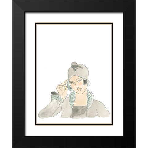 Flapper Fashion Sketches VI Black Modern Wood Framed Art Print with Double Matting by Vess, June Erica