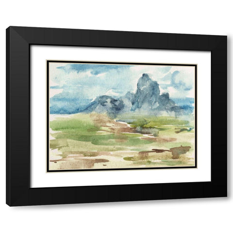 Watercolor Views I Black Modern Wood Framed Art Print with Double Matting by Wang, Melissa