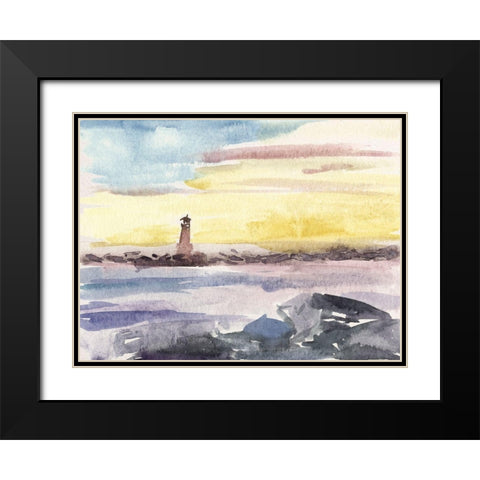 Watercolor Views II Black Modern Wood Framed Art Print with Double Matting by Wang, Melissa
