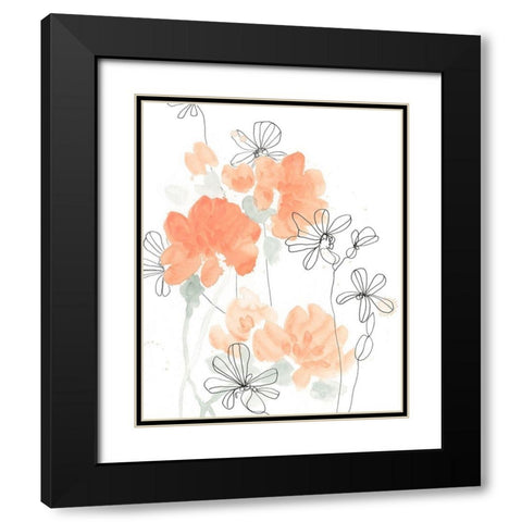 Blush Peonies I Black Modern Wood Framed Art Print with Double Matting by Vess, June Erica