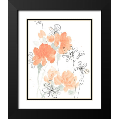 Blush Peonies I Black Modern Wood Framed Art Print with Double Matting by Vess, June Erica