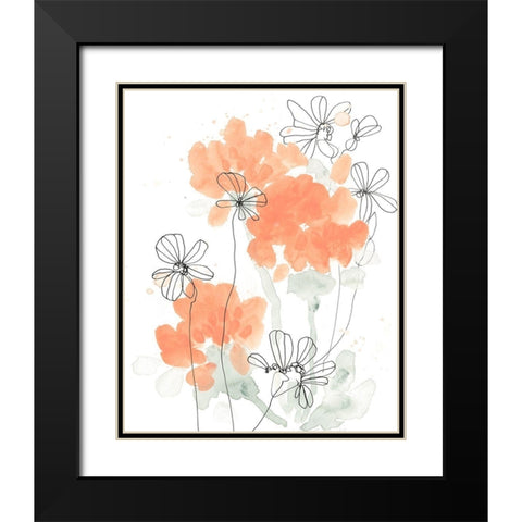 Blush Peonies II Black Modern Wood Framed Art Print with Double Matting by Vess, June Erica