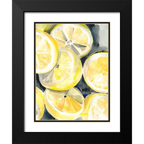 Lemon Slices II Black Modern Wood Framed Art Print with Double Matting by Parker, Jennifer Paxton