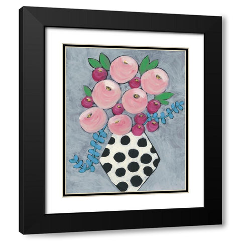 Floral Frolic I Black Modern Wood Framed Art Print with Double Matting by Moore, Regina