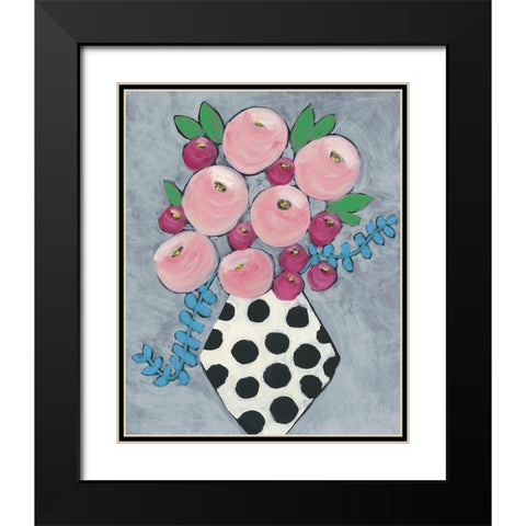Floral Frolic I Black Modern Wood Framed Art Print with Double Matting by Moore, Regina