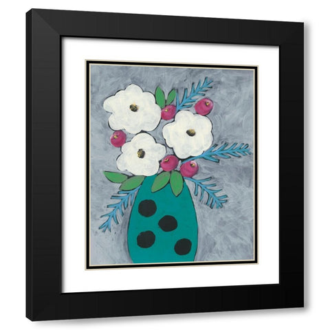 Floral Frolic II Black Modern Wood Framed Art Print with Double Matting by Moore, Regina