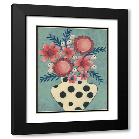 Jamboree Floral II Black Modern Wood Framed Art Print with Double Matting by Moore, Regina
