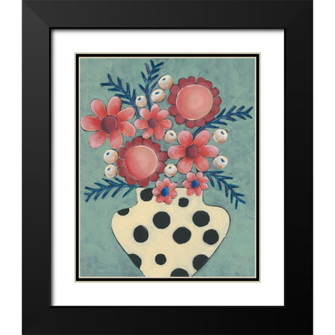 Jamboree Floral II Black Modern Wood Framed Art Print with Double Matting by Moore, Regina