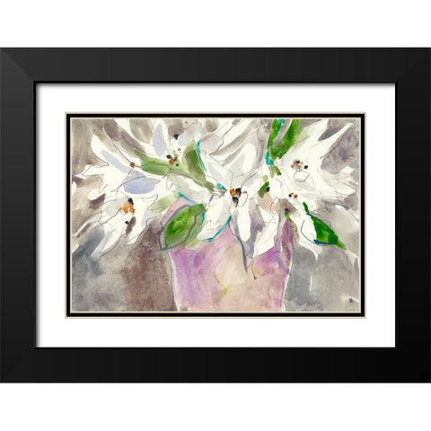 Magnolia Charm I Black Modern Wood Framed Art Print with Double Matting by Dixon, Samuel