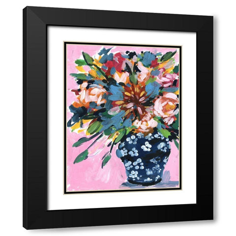 Bouquet in a vase I Black Modern Wood Framed Art Print with Double Matting by Wang, Melissa