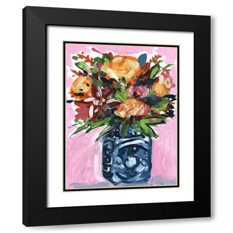 Bouquet in a vase III Black Modern Wood Framed Art Print with Double Matting by Wang, Melissa