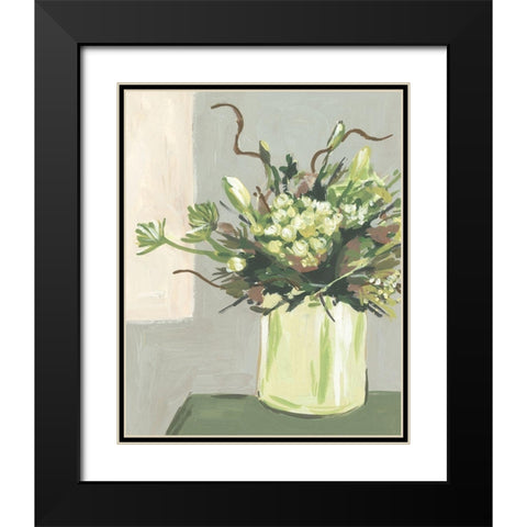 Elegant Floral I Black Modern Wood Framed Art Print with Double Matting by Wang, Melissa