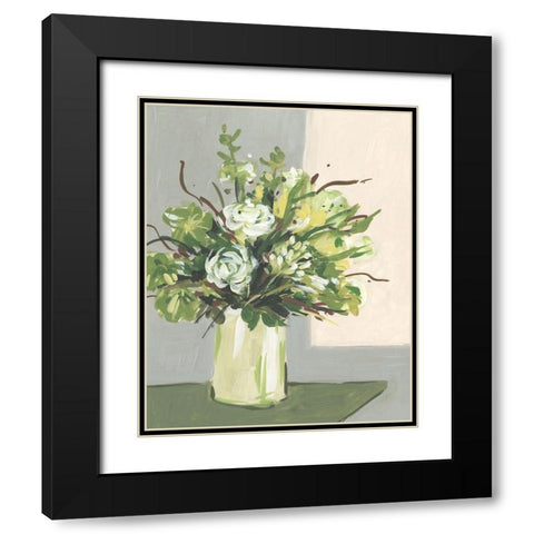 Elegant Floral II Black Modern Wood Framed Art Print with Double Matting by Wang, Melissa