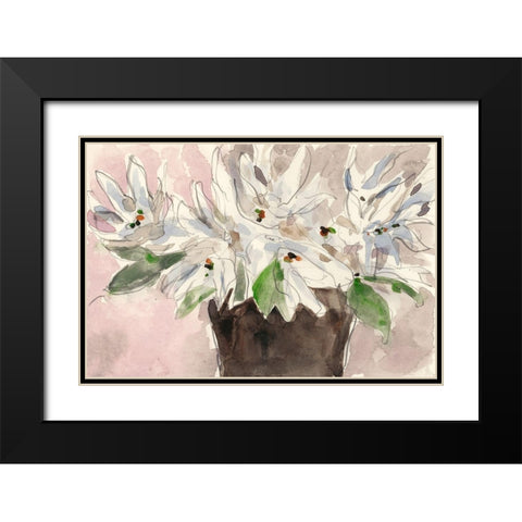 Magnolia Watercolor Study I Black Modern Wood Framed Art Print with Double Matting by Dixon, Samuel