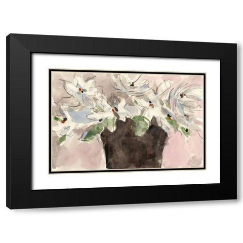 Magnolia Watercolor Study II Black Modern Wood Framed Art Print with Double Matting by Dixon, Samuel