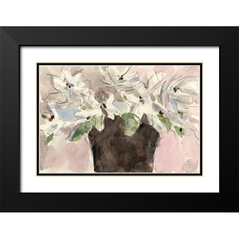 Magnolia Watercolor Study II Black Modern Wood Framed Art Print with Double Matting by Dixon, Samuel