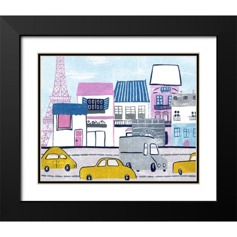 Bonjour Paris I Black Modern Wood Framed Art Print with Double Matting by Wang, Melissa