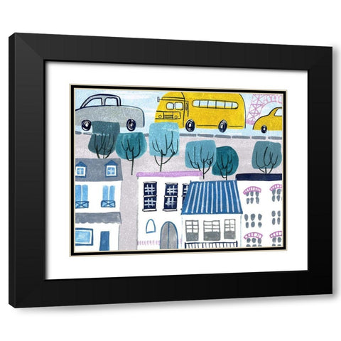 Bonjour Paris II Black Modern Wood Framed Art Print with Double Matting by Wang, Melissa