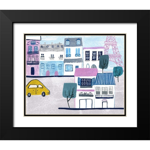 Bonjour Paris III Black Modern Wood Framed Art Print with Double Matting by Wang, Melissa