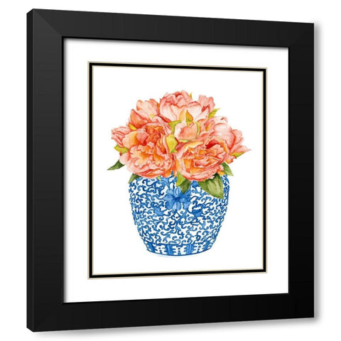 Sweet Peonies I Black Modern Wood Framed Art Print with Double Matting by Wang, Melissa