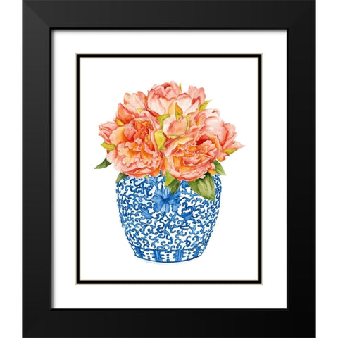 Sweet Peonies I Black Modern Wood Framed Art Print with Double Matting by Wang, Melissa