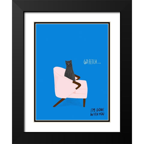 Mod Cats II Black Modern Wood Framed Art Print with Double Matting by Blanckslate