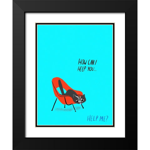 Mod Cats III Black Modern Wood Framed Art Print with Double Matting by Blanckslate