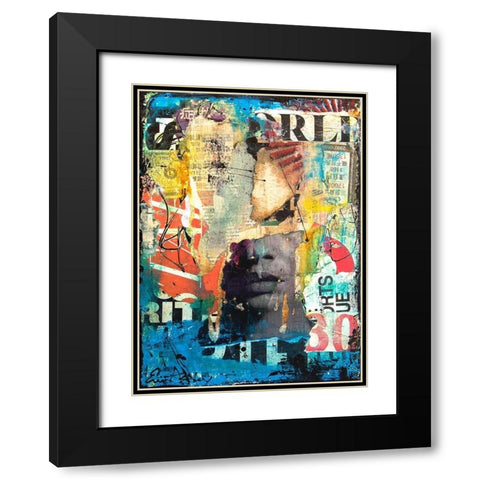 Collage Head Black Modern Wood Framed Art Print with Double Matting by Ashley, Erin