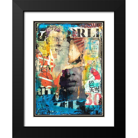 Collage Head Black Modern Wood Framed Art Print with Double Matting by Ashley, Erin